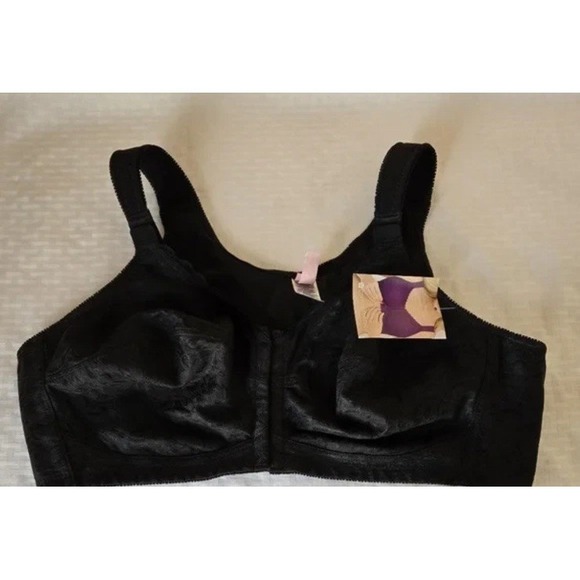 NEW Comfort Choice Posture Support Bra Black Lace Front Closure 46D 27-1105-9 - Picture 5 of 10